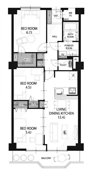apartment 京都府京都市西京区大枝北沓掛町２丁目12-1　サンシティ桂坂壱番館1Ｆ