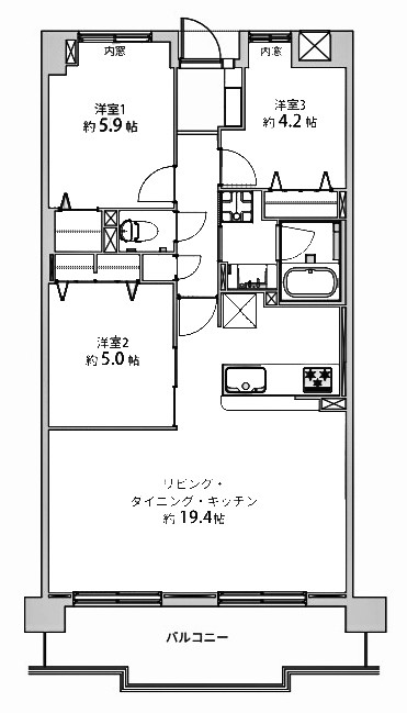 apartment 京都府京都市西京区大枝北沓掛町２丁目12-1　サンシティ桂坂壱番館1Ｆ