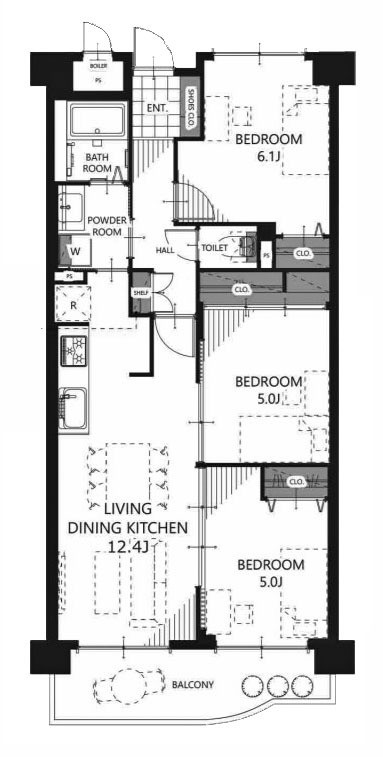 apartment 京都府京都市西京区大枝北沓掛町２丁目12-1　サンシティ桂坂壱番館1Ｆ