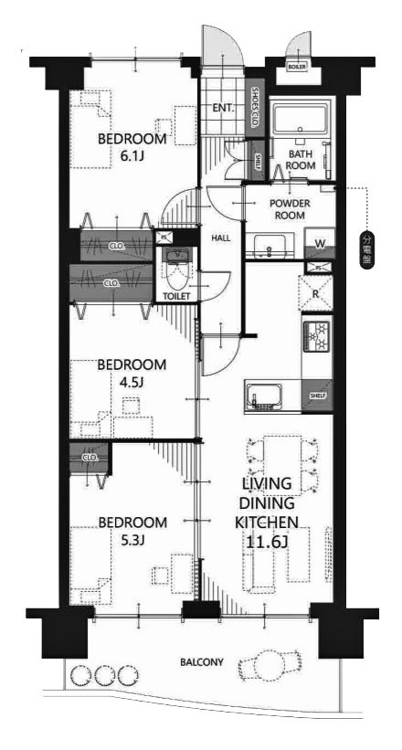 apartment 京都府京都市西京区大枝北沓掛町２丁目12-1　サンシティ桂坂壱番館1Ｆ