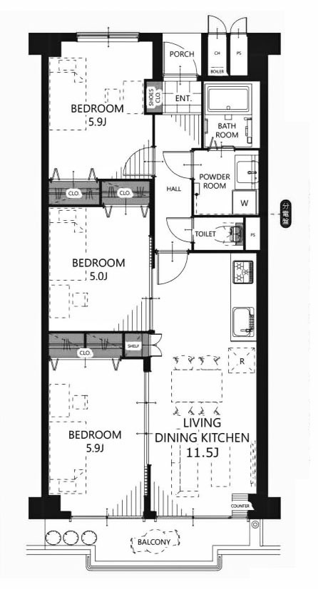 apartment 京都府京都市西京区大枝北沓掛町２丁目12-1　サンシティ桂坂壱番館1Ｆ