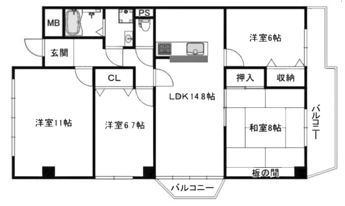 apartment 京都府京都市西京区大枝北沓掛町２丁目12-1　サンシティ桂坂壱番館1Ｆ