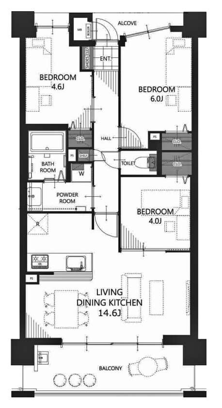 apartment 京都府京都市西京区大枝北沓掛町２丁目12-1　サンシティ桂坂壱番館1Ｆ