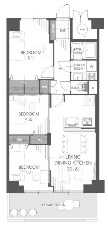 apartment 京都府京都市西京区大枝北沓掛町２丁目12-1　サンシティ桂坂壱番館1Ｆ