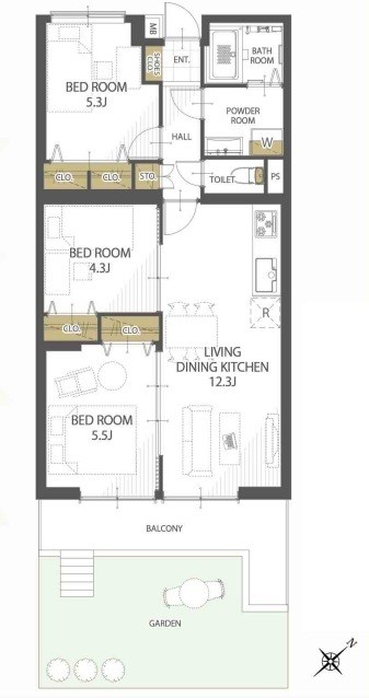 apartment 埼玉県上尾市谷津２丁目２番１号ショーサンプラザ５Ｆ