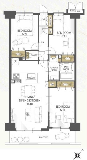 apartment 埼玉県上尾市谷津２丁目２番１号ショーサンプラザ５Ｆ