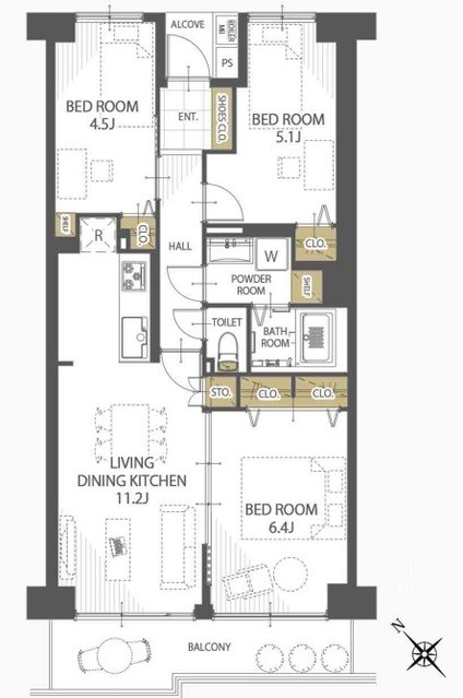 apartment 埼玉県上尾市谷津２丁目２番１号ショーサンプラザ５Ｆ