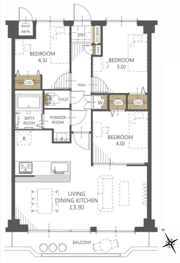 apartment 埼玉県上尾市谷津２丁目２番１号ショーサンプラザ５Ｆ