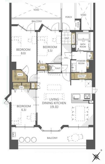 apartment 埼玉県上尾市谷津２丁目２番１号ショーサンプラザ５Ｆ