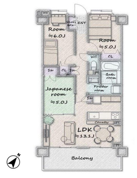 apartment 埼玉県上尾市谷津２丁目２番１号ショーサンプラザ５Ｆ