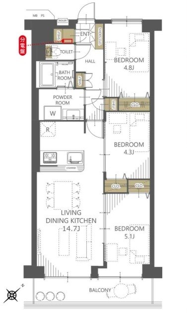 apartment 埼玉県上尾市谷津２丁目２番１号ショーサンプラザ５Ｆ