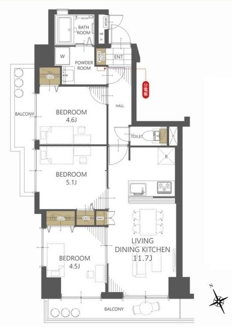 apartment 埼玉県上尾市谷津２丁目２番１号ショーサンプラザ５Ｆ