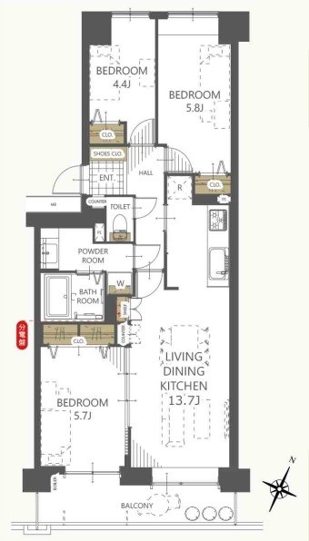 apartment 埼玉県上尾市谷津２丁目２番１号ショーサンプラザ５Ｆ