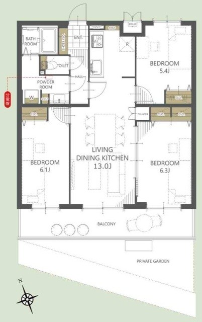 apartment 埼玉県上尾市谷津２丁目２番１号ショーサンプラザ５Ｆ