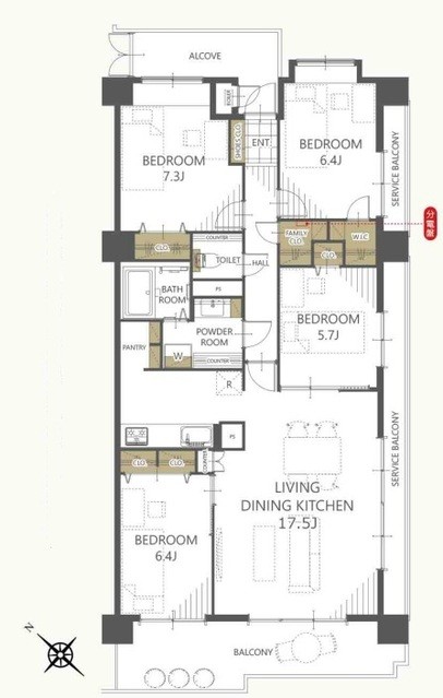 apartment 埼玉県上尾市谷津２丁目２番１号ショーサンプラザ５Ｆ