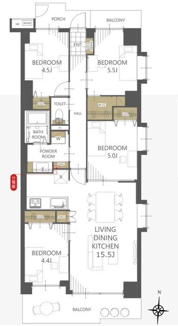 apartment 埼玉県上尾市谷津２丁目２番１号ショーサンプラザ５Ｆ