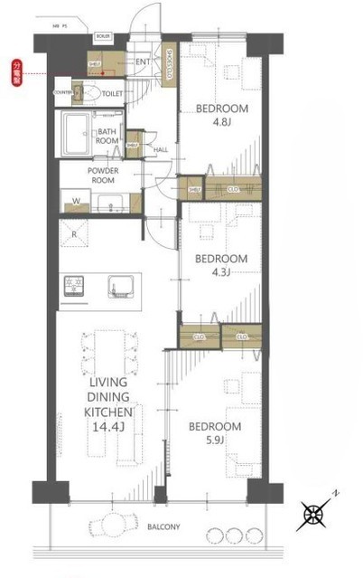 apartment 埼玉県上尾市谷津２丁目２番１号ショーサンプラザ５Ｆ