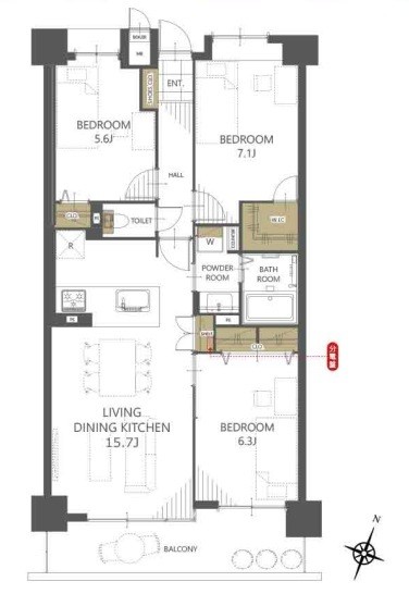 apartment 埼玉県上尾市谷津２丁目２番１号ショーサンプラザ５Ｆ