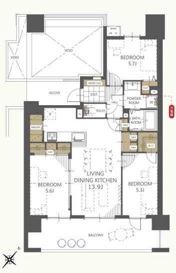 apartment 埼玉県上尾市谷津２丁目２番１号ショーサンプラザ５Ｆ