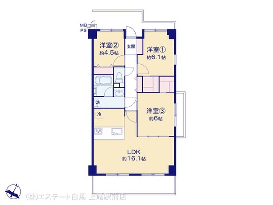 apartment 埼玉県上尾市谷津２丁目２番１号ショーサンプラザ５Ｆ