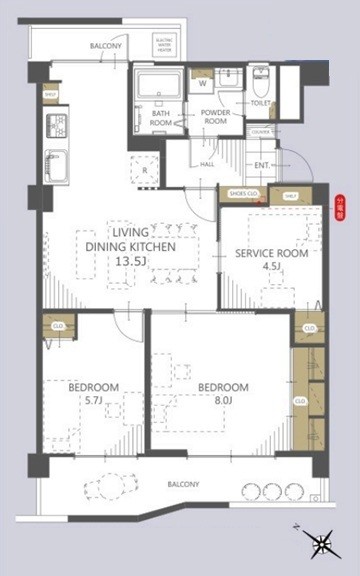 apartment 埼玉県上尾市谷津２丁目２番１号ショーサンプラザ５Ｆ