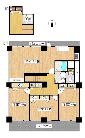 apartment 兵庫県西宮市甲風園１丁目5-10 ノルドアインビル4階