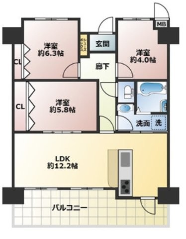 apartment 大阪府大阪市鶴見区鶴見３丁目5-19 ケーズランドマーク鶴見　3F