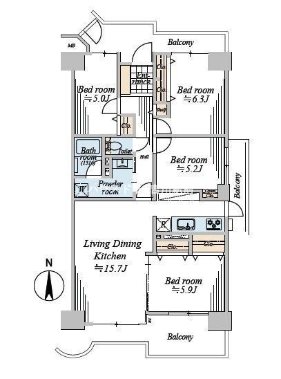 apartment 埼玉県吉川市木売１丁目9-4 クレオメデス101