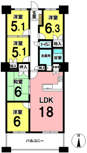 中古マンション レインボーティアラ豊山の間取り図