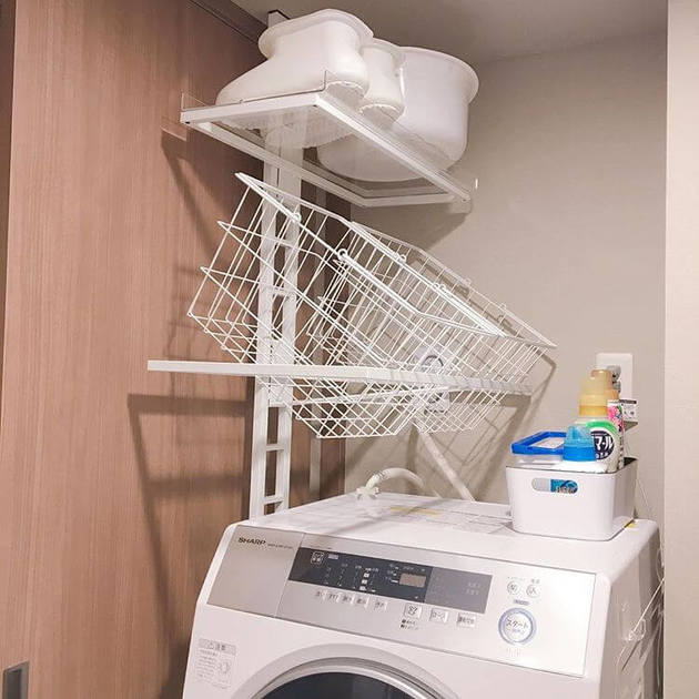洗濯機上のデッドスペースを収納に活用 圧迫感なくスッキリアイデア25選 ヨムーノ