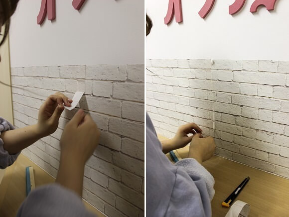 真っ白の壁をレンガ調にdiy 超初心者が壁紙貼りにチャレンジ ヨムーノ