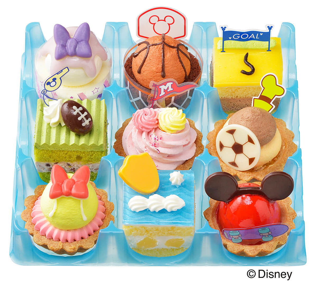 ディズニー人気キャラクターをスポーツでデザインした9種プチケーキ詰め合わせ爆誕 ヨムーノ